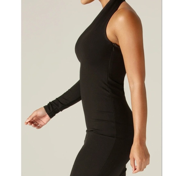 Alieva One Shoulder Midi Dress Womens XL Black Asymmetric Long Sleeve Cutout - Picture 5 of 13